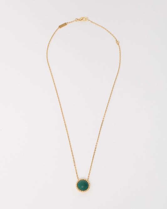 Van Cleef & Arpels 18K Yellow Gold and Green Malachite Perlée Couleurs Pendant Necklace