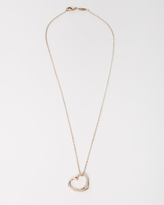 Tiffany & Co. Sterling Silver Elsa Peretti Open Heart Pendant Necklace 22mm