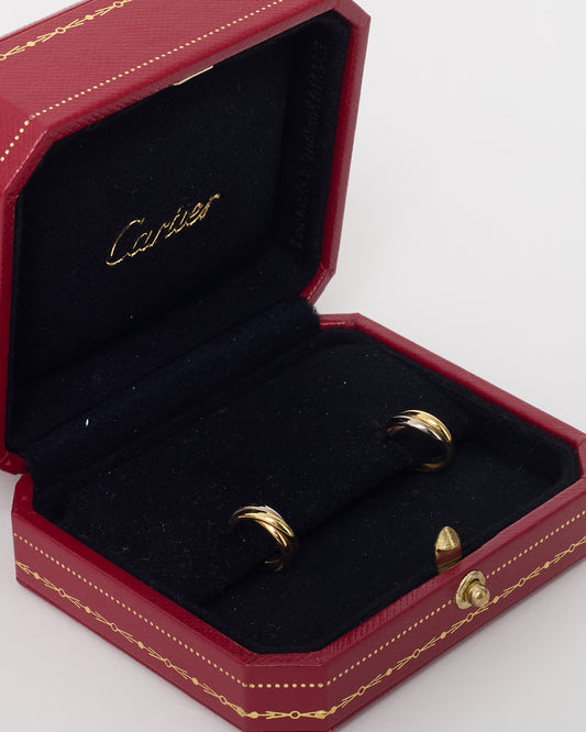 Cartier White/Yellow/Rose Tri-Color Gold Twisted Hoop Trinity Stud Earrings