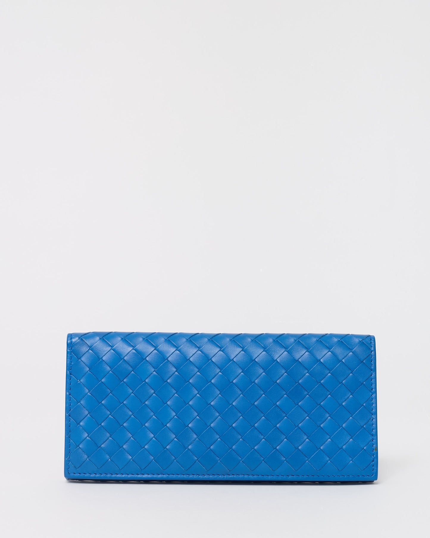 Bottega Veneta Blue Intrecciato Leather Bi-Fold Long Wallet