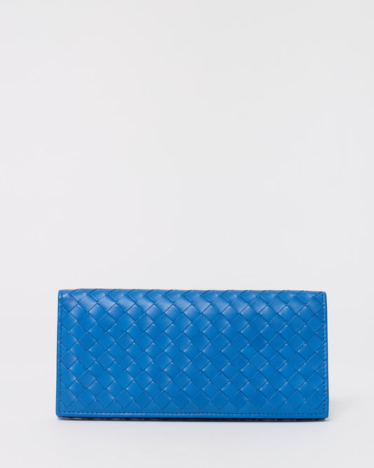 Bottega Veneta Blue Intrecciato Leather Bi-Fold Long Wallet