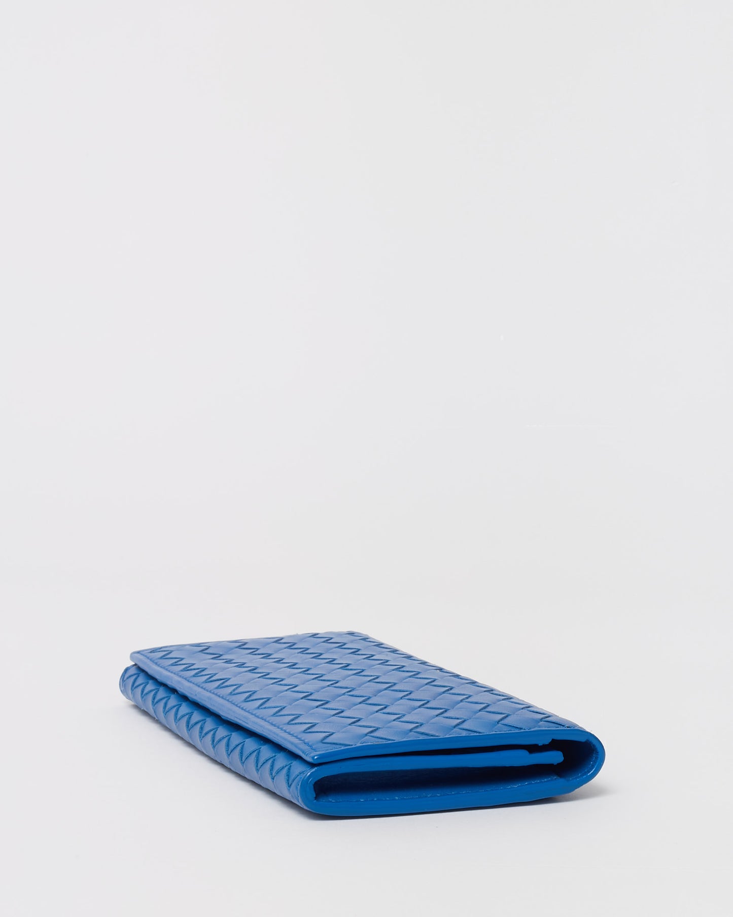 Bottega Veneta Blue Intrecciato Leather Bi-Fold Long Wallet