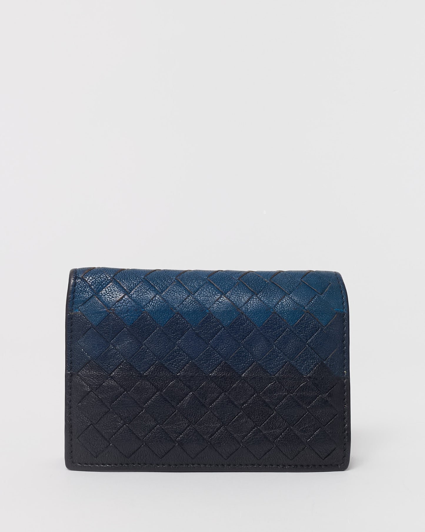 Bottega Veneta Black and Blue Ombre Intrecciato Leather Bi-Fold Pocket Organizer Wallet