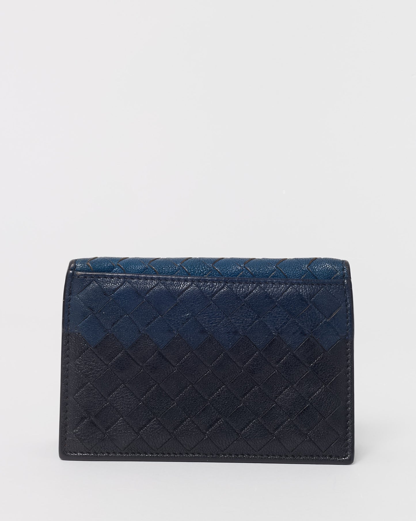 Bottega Veneta Black and Blue Ombre Intrecciato Leather Bi-Fold Pocket Organizer Wallet