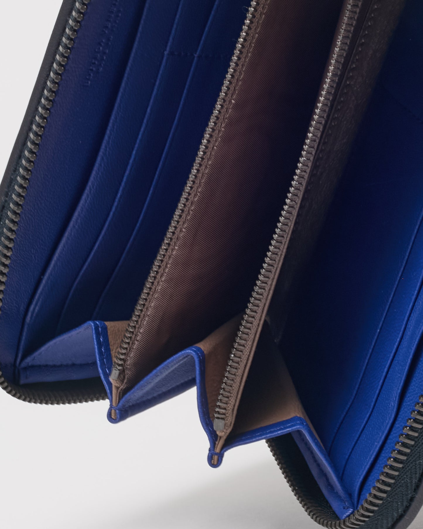 Bottega Veneta Black Intrecciato Leather and Blue Stripe Long Zippy Wallet