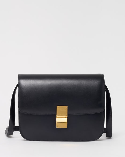 Celine Black Calfskin Leather Medium Box Bag GHW
