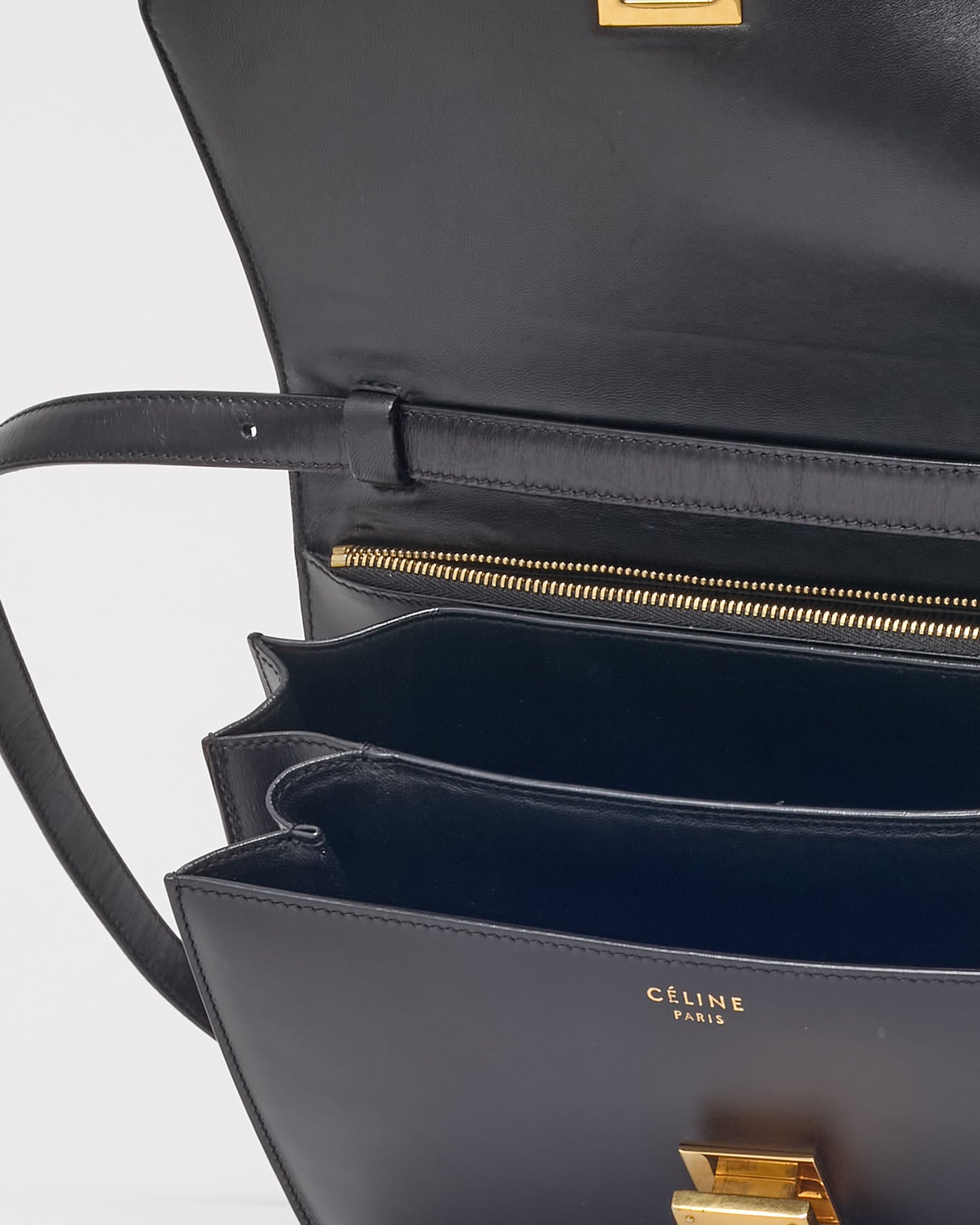Celine Black Calfskin Leather Medium Box Bag GHW