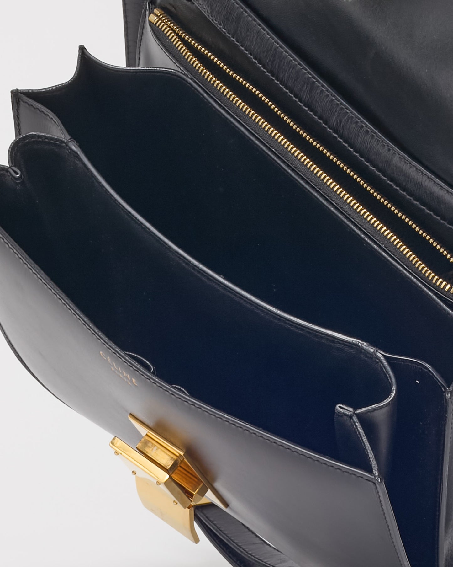 Celine Black Calfskin Leather Medium Box Bag GHW