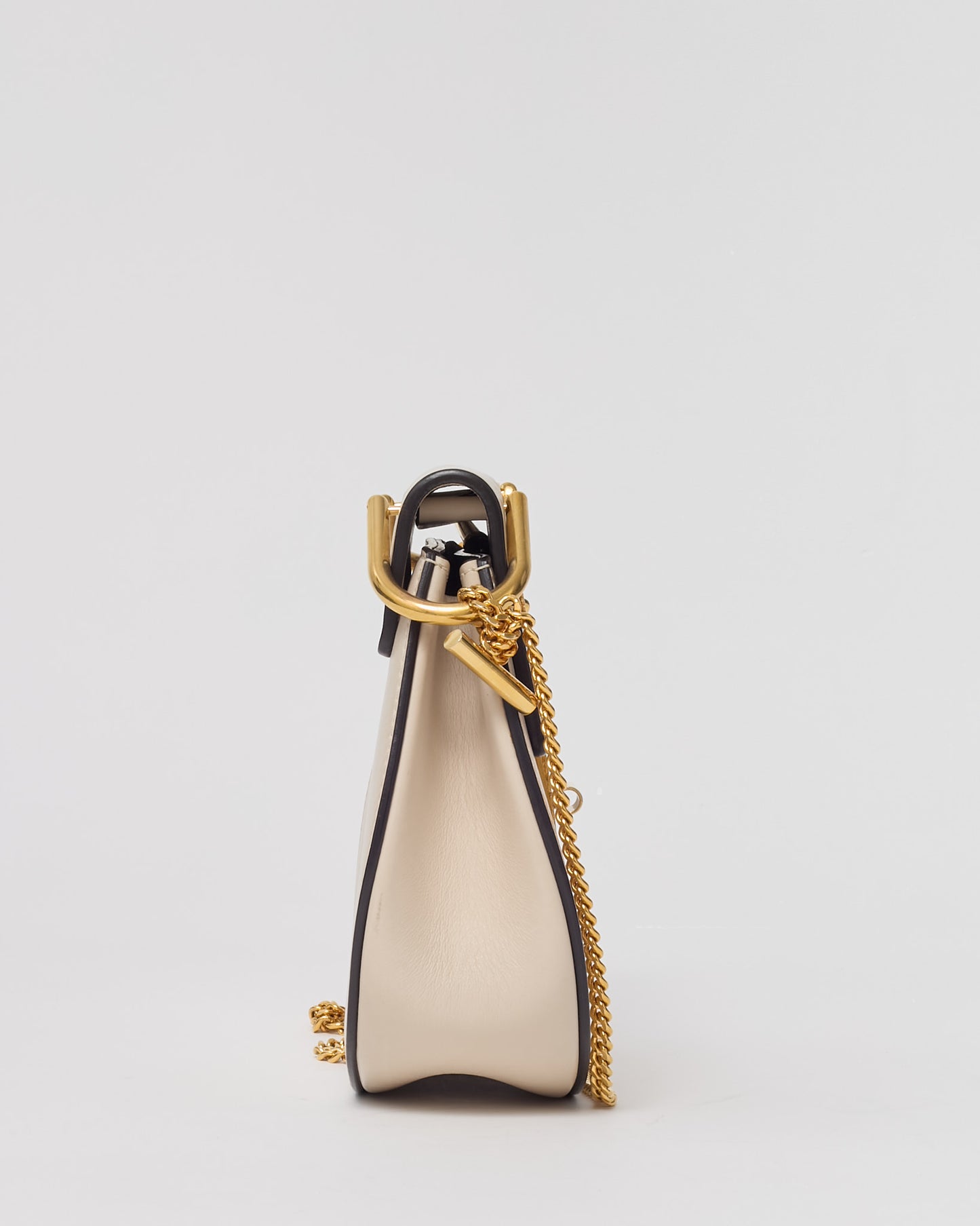 Chloé Off-White Calfskin Leather Gold Palm Tree Embellished Detail Drew Crossbody Bag