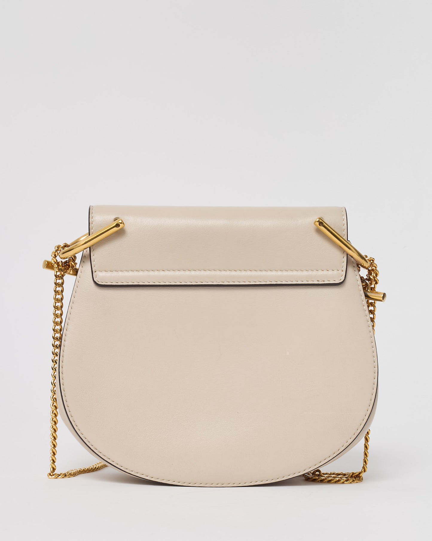 Chloé Off-White Calfskin Leather Gold Palm Tree Embellished Detail Drew Crossbody Bag