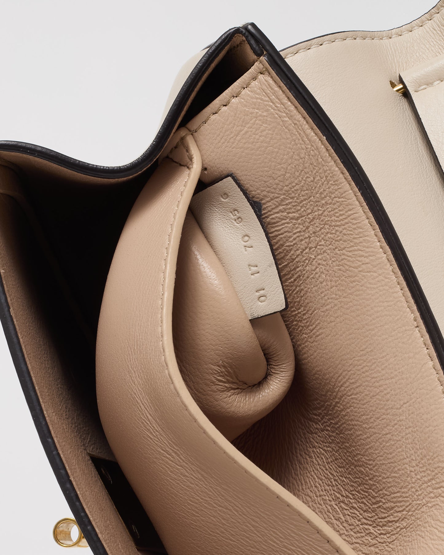 Chloé Off-White Calfskin Leather Gold Palm Tree Embellished Detail Drew Crossbody Bag