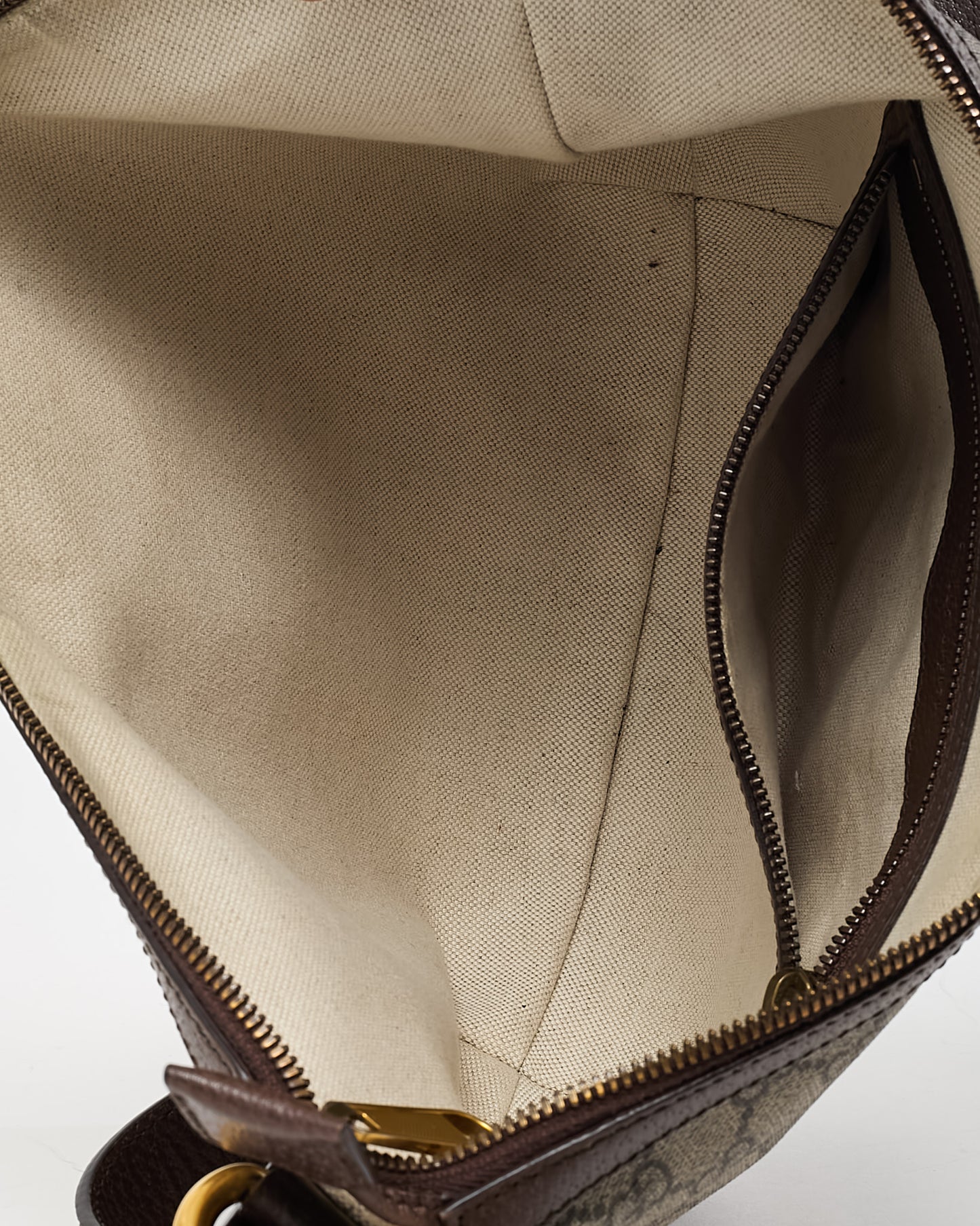 Gucci Beige and Beige Monogram GG Supreme Canvas Small Web Ophidia Half Moon Hobo Bag