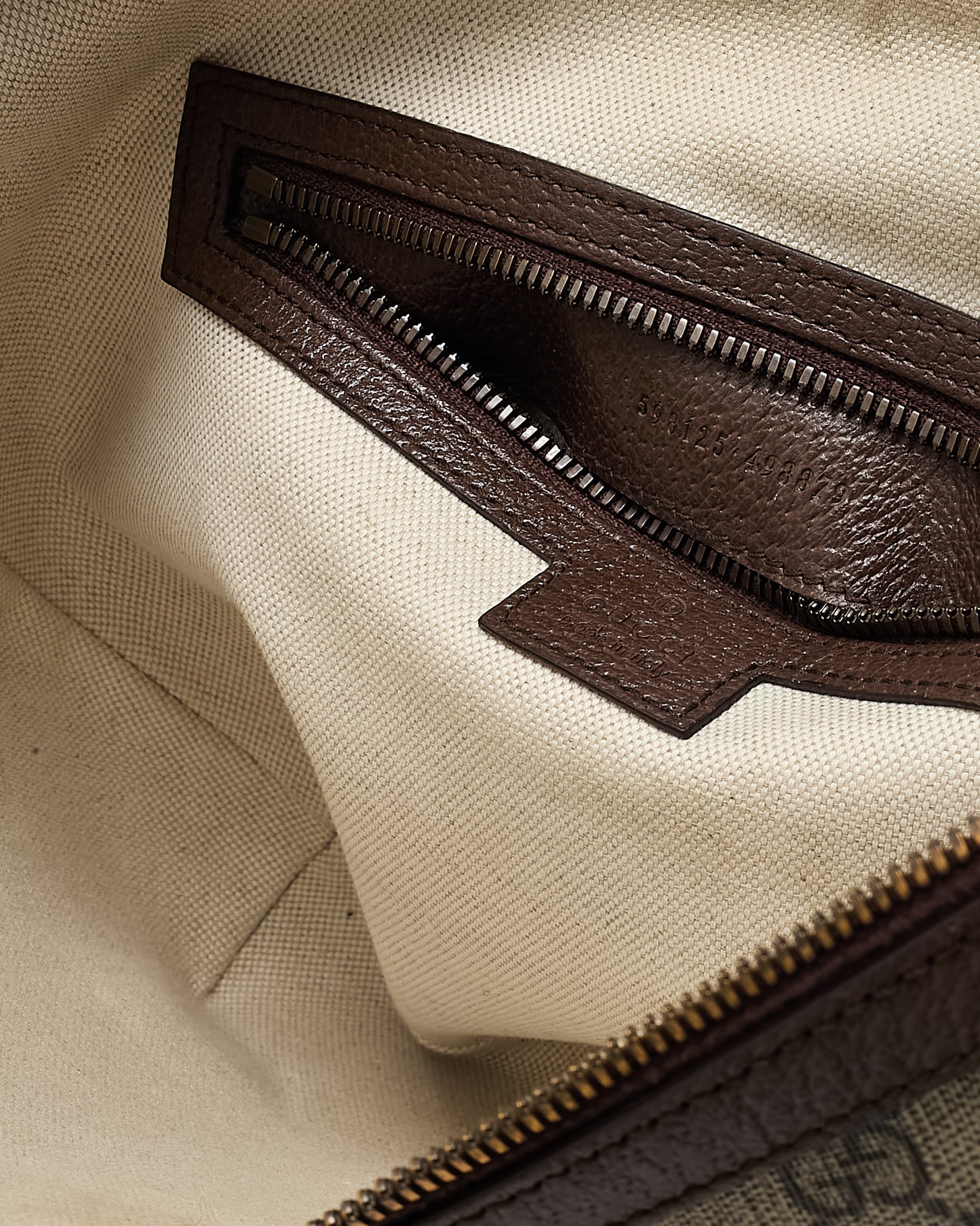 Gucci Beige and Beige Monogram GG Supreme Canvas Small Web Ophidia Half Moon Hobo Bag