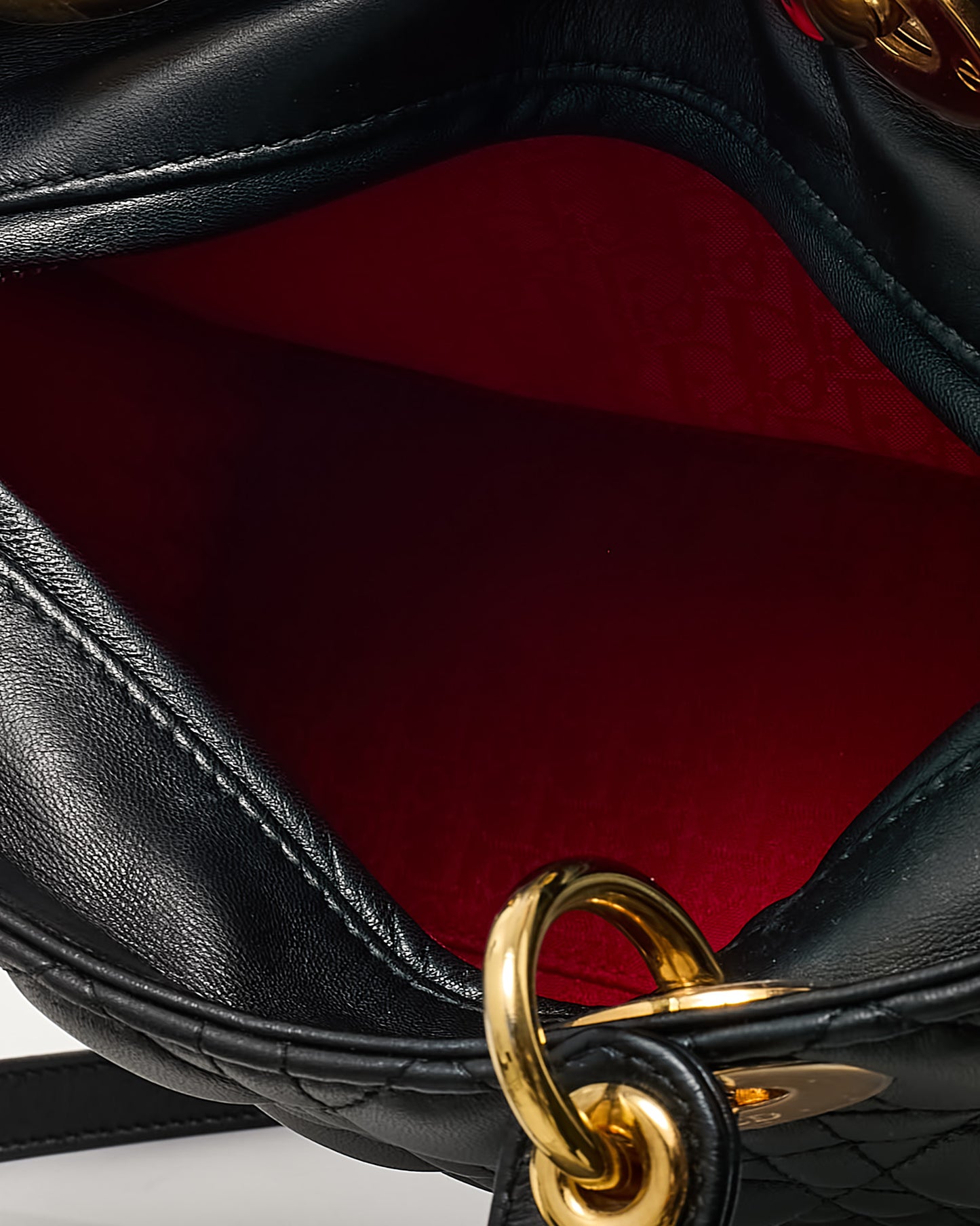 Dior Black Lambskin Leather Medium Lady Dior Bag GHW