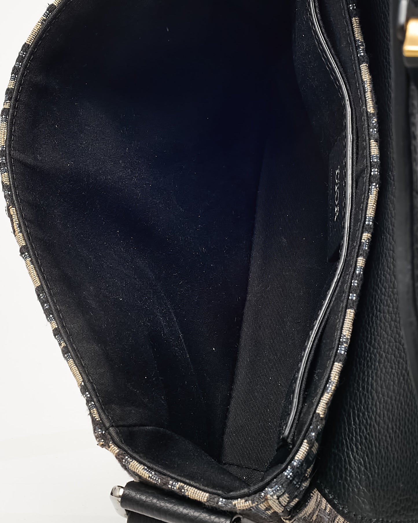 Dior Beige and Black Dior Oblique Jacquard Canvas with Black Grained Calfskin Small Saddle Messenger Bag