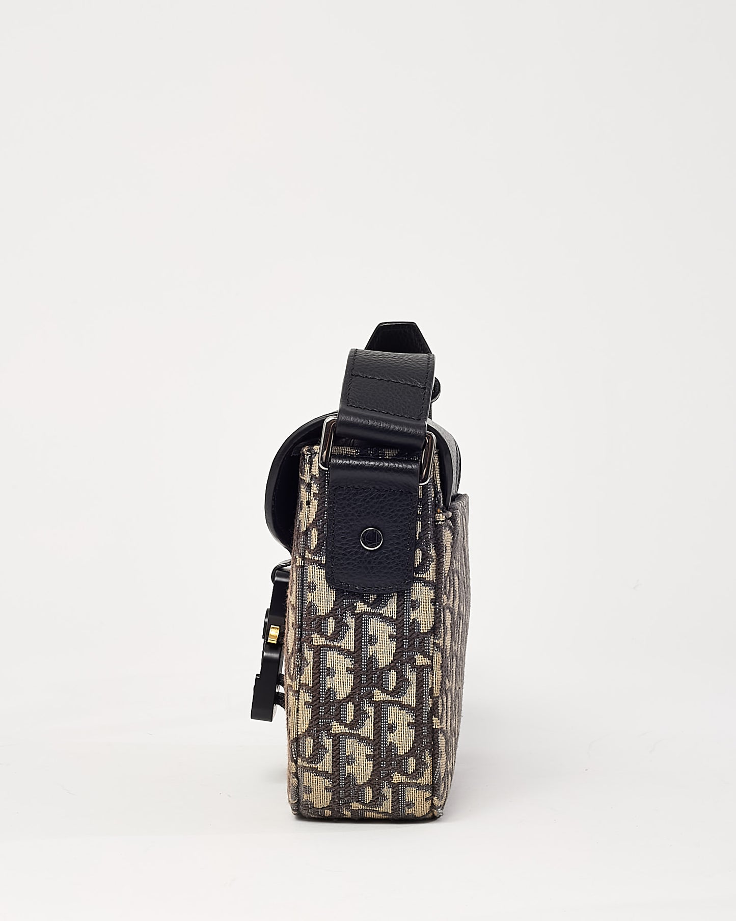 Dior Beige and Black Dior Oblique Jacquard Canvas with Black Grained Calfskin Small Saddle Messenger Bag