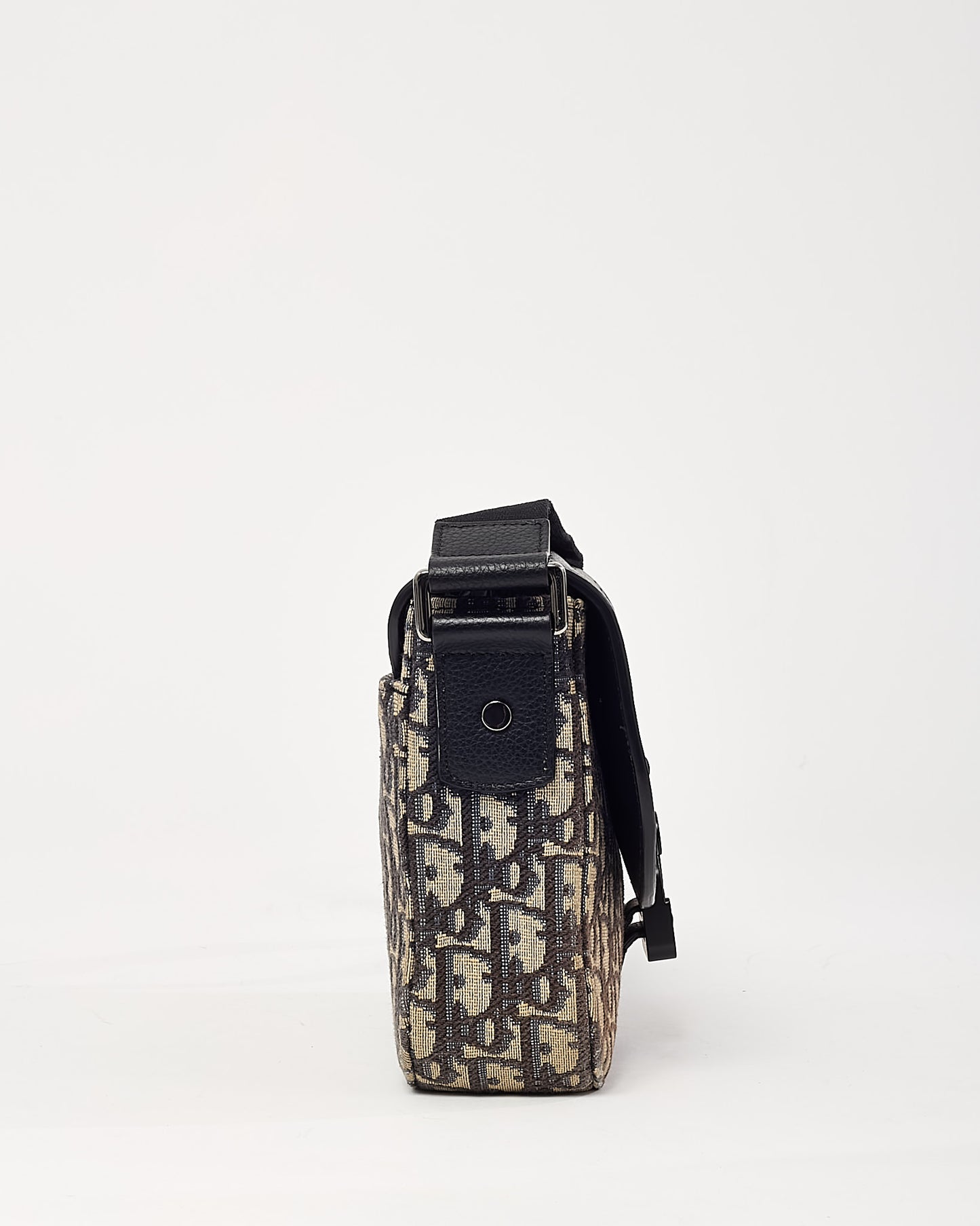 Dior Beige and Black Dior Oblique Jacquard Canvas with Black Grained Calfskin Small Saddle Messenger Bag