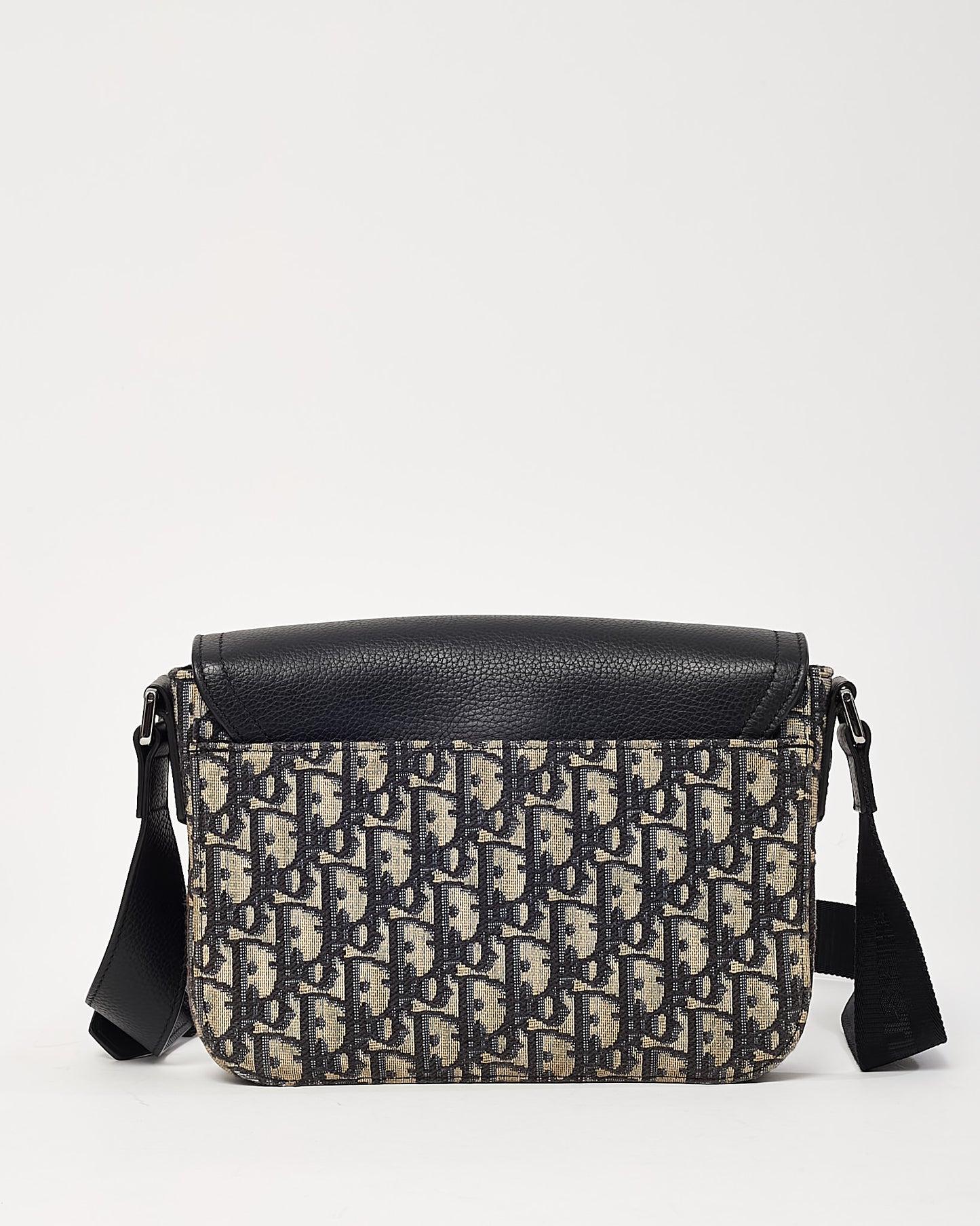 Dior Beige and Black Dior Oblique Jacquard Canvas with Black Grained Calfskin Small Saddle Messenger Bag