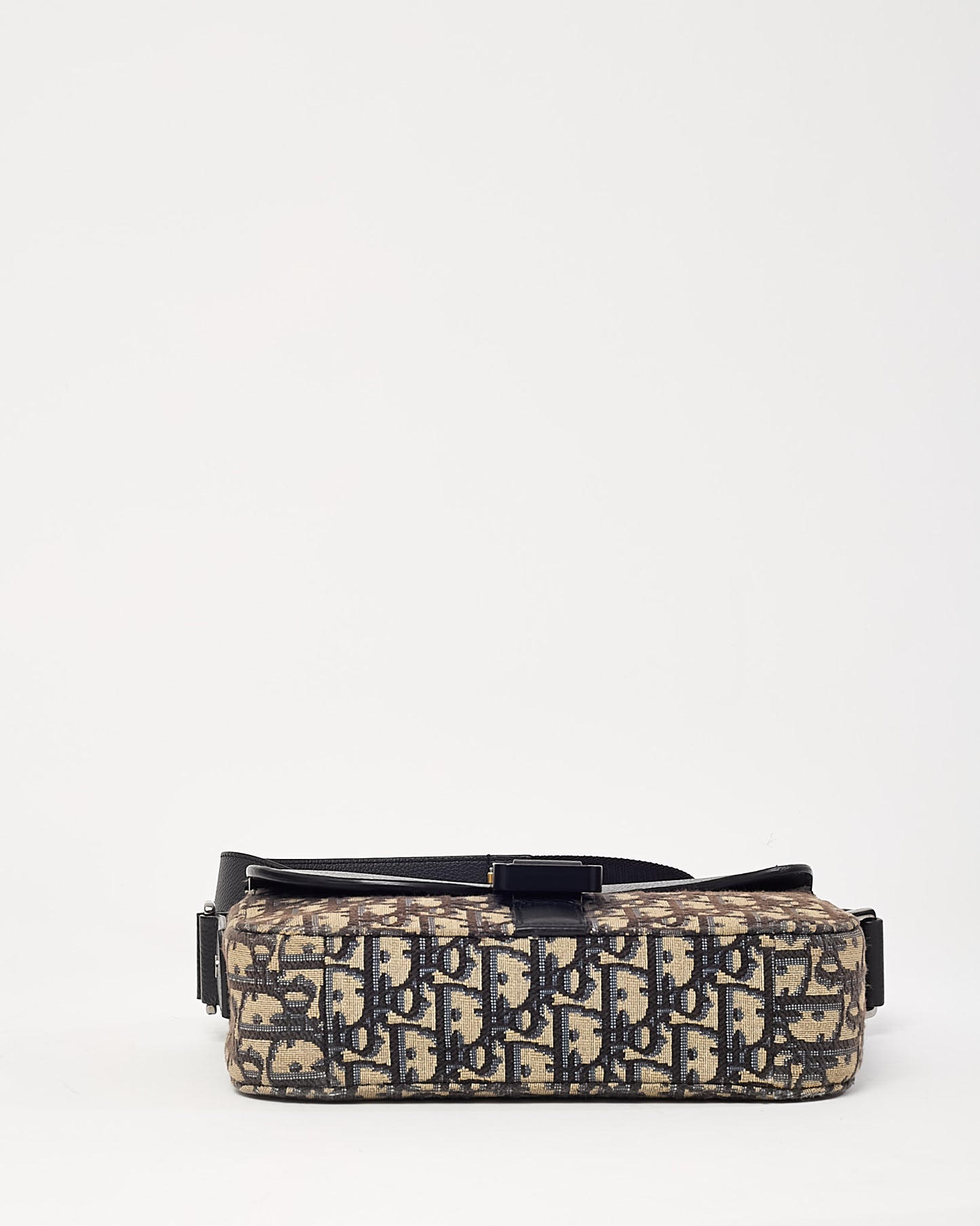 Dior Beige and Black Dior Oblique Jacquard Canvas with Black Grained Calfskin Small Saddle Messenger Bag