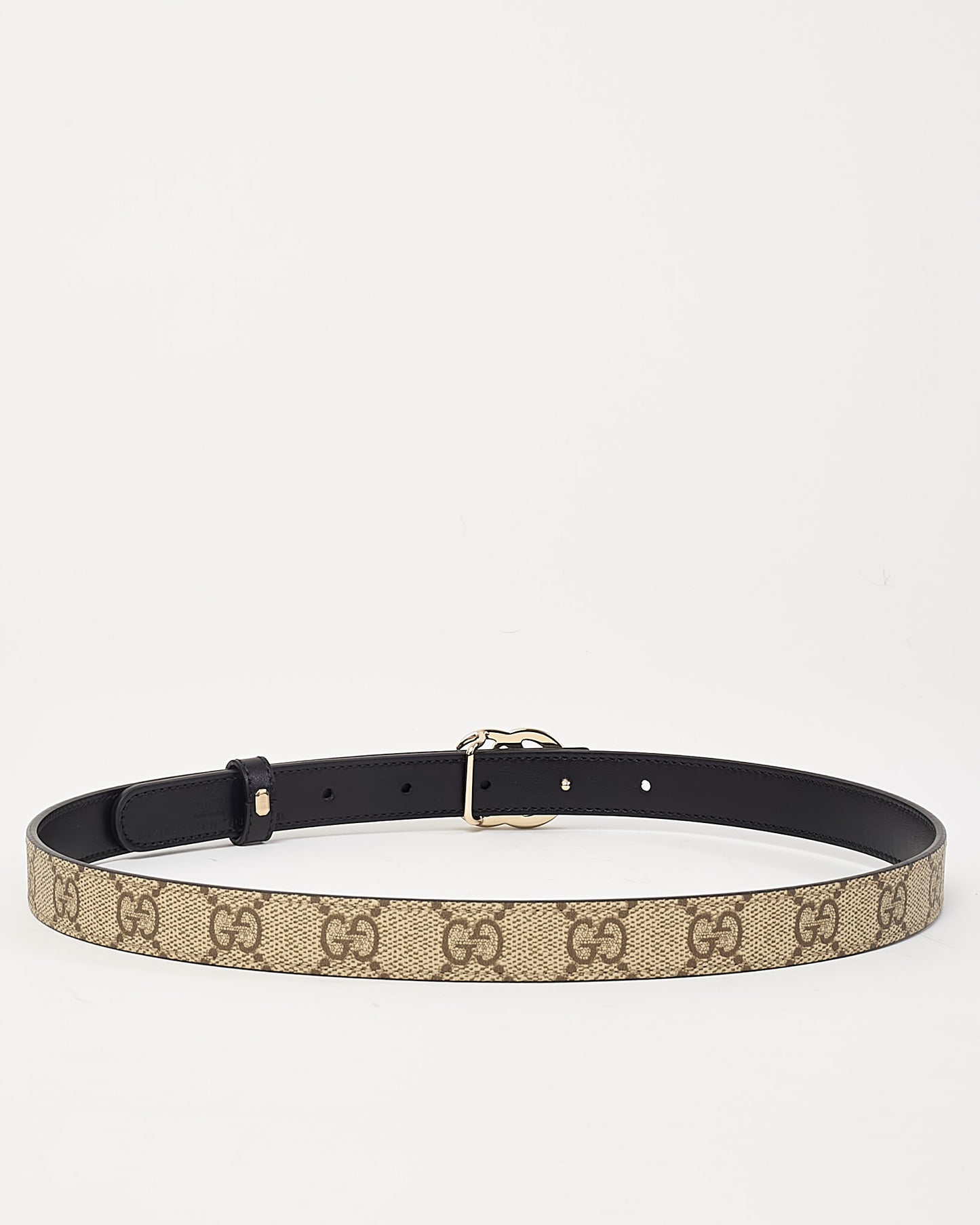Gucci Beige GG Supreme Canvas & Black Leather GHW Reversible GG Marmont Belt - 75/30