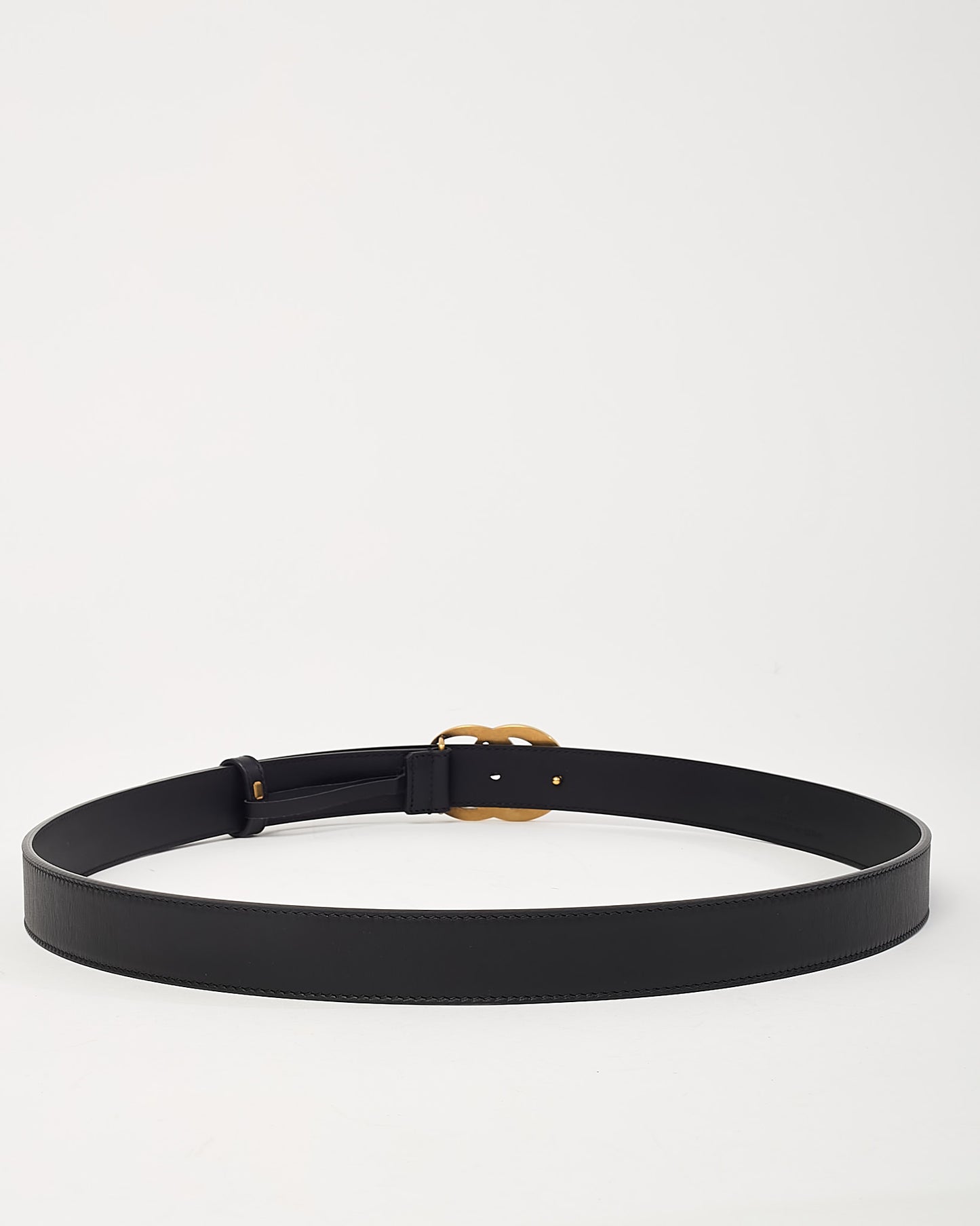 Gucci Men's Slim Black Leather GHW GG Marmont Belt - 105/42