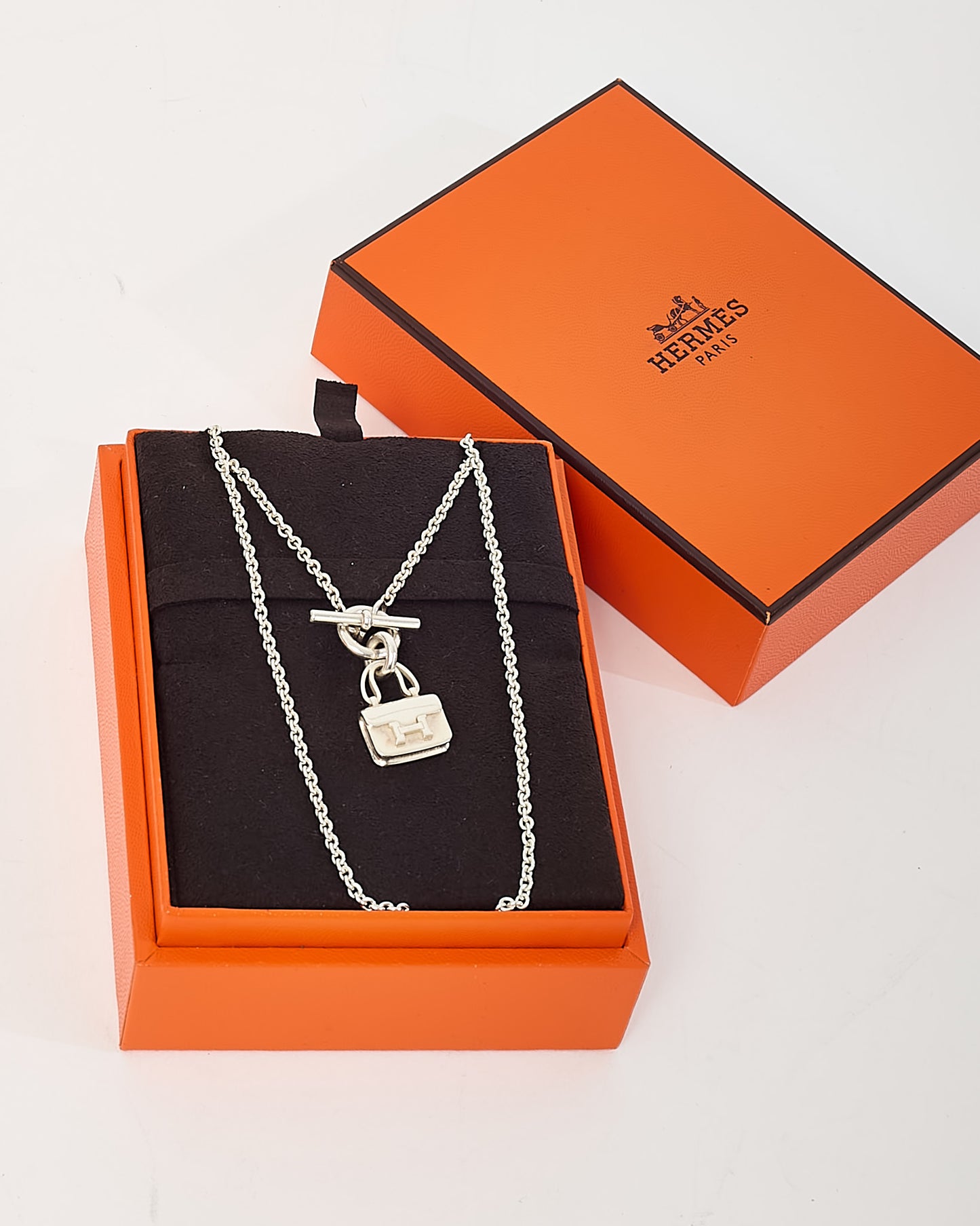 Hermès Sterling Silver Amulettes Constance Pendant Necklace
