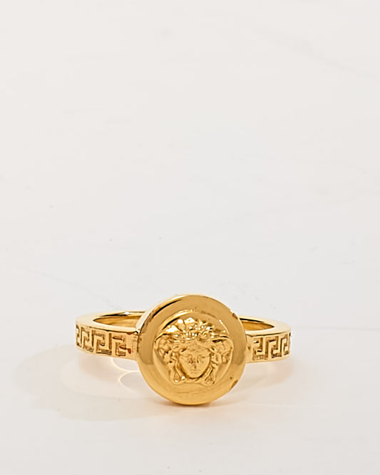 Versace Gold Metal Medusa Head Ring Button Ring - 7.5