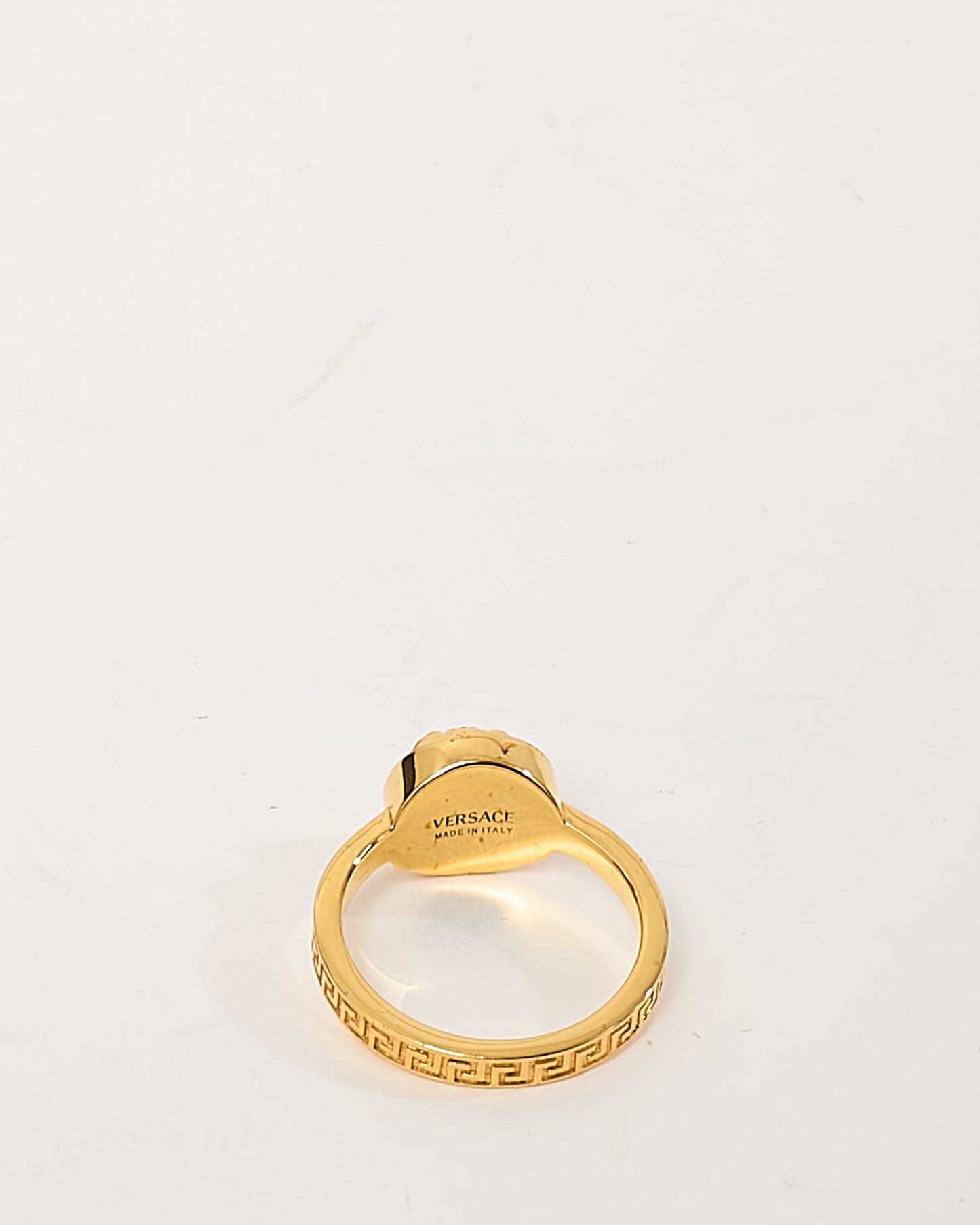 Versace Gold Metal Medusa Head Ring Button Ring - 7.5
