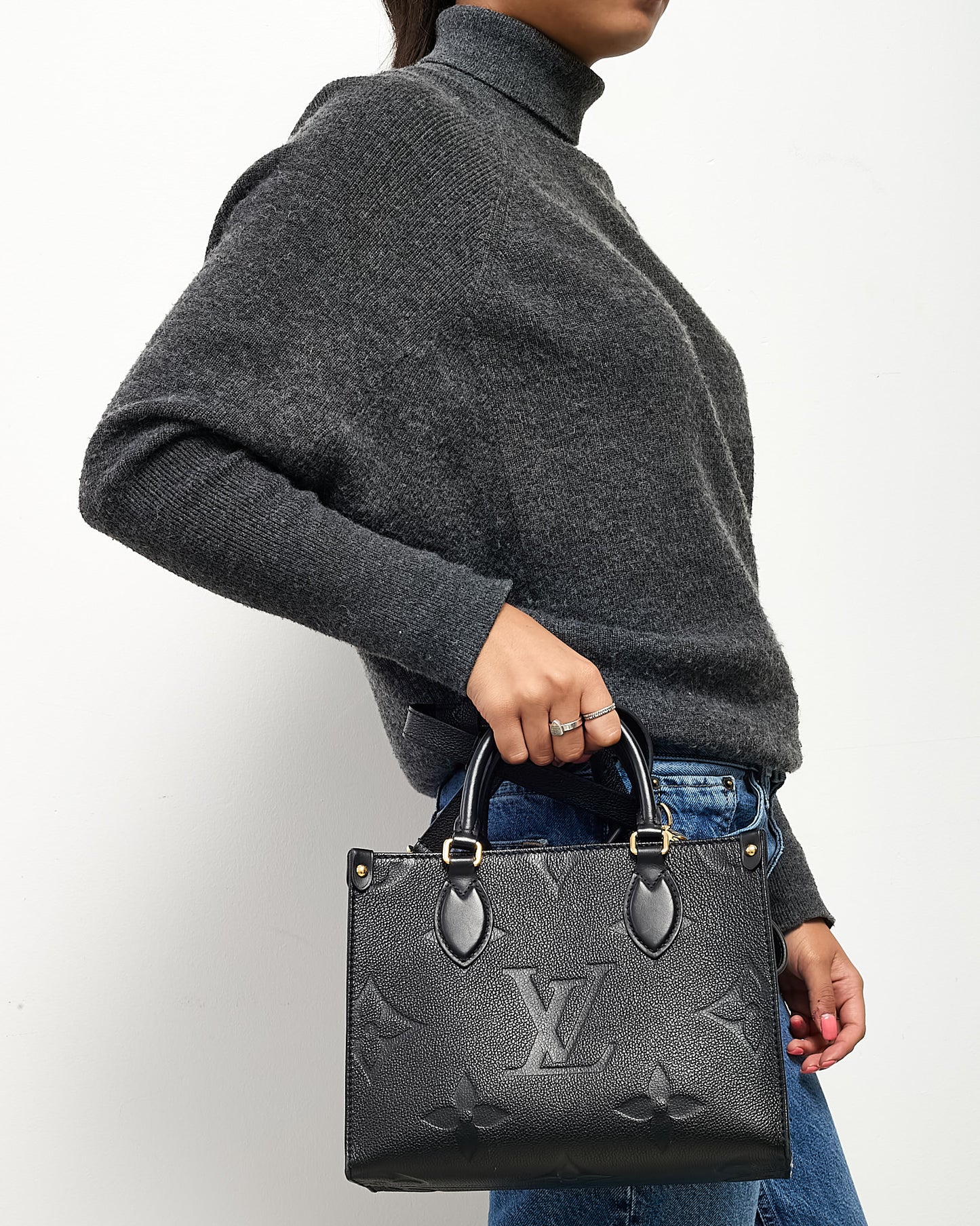 Louis Vuitton Black Monogram Empreinte Leather Onthego PM Bag