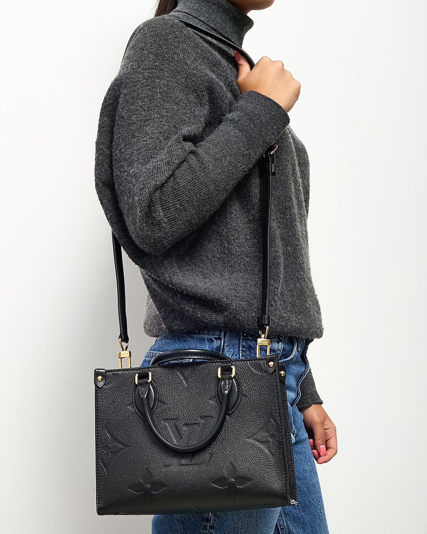 Louis Vuitton Black Monogram Empreinte Leather Onthego PM Bag