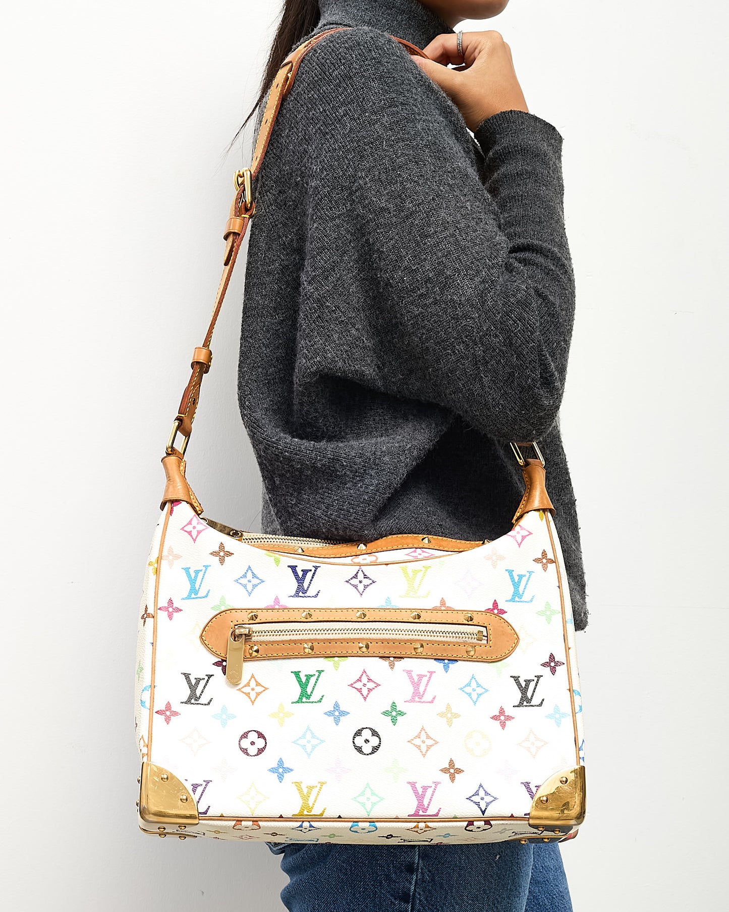 Louis Vuitton White Murakami Monogram Multicolor Boulogne Crossbody