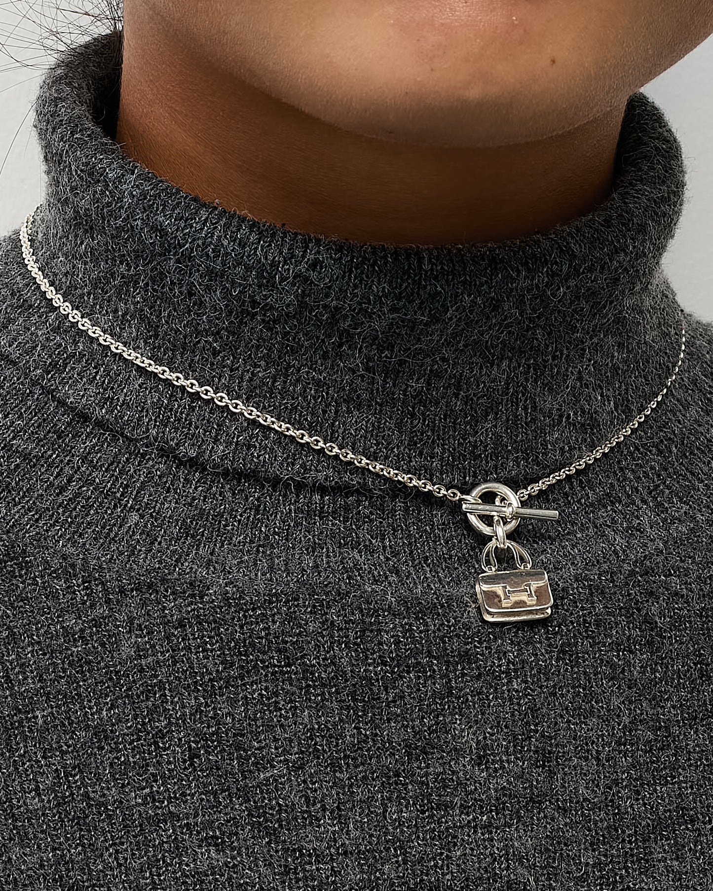 Hermès Sterling Silver Amulettes Constance Pendant Necklace