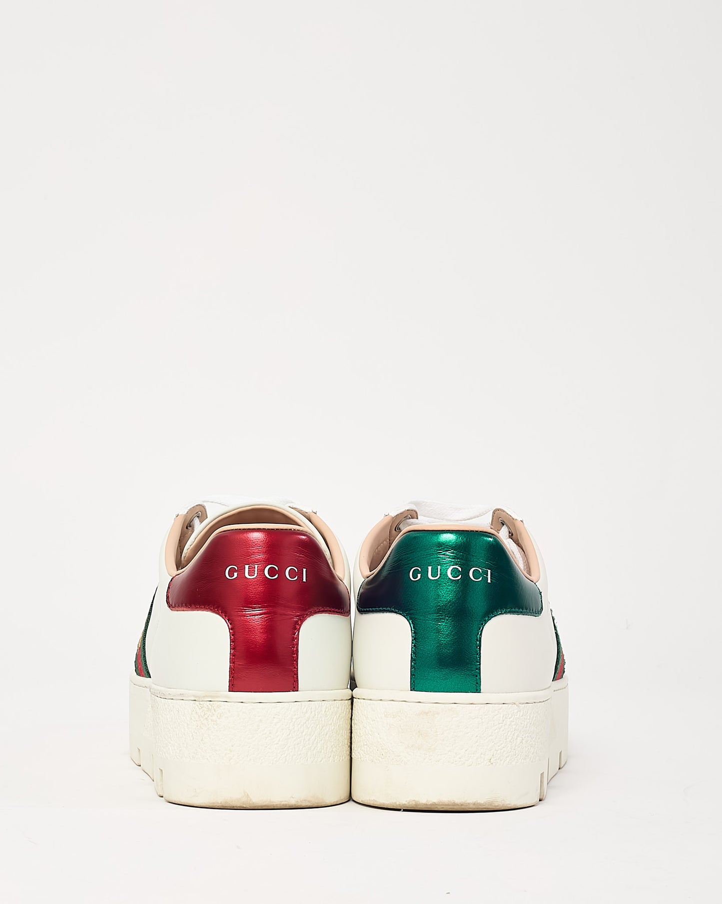 Gucci White Leather Embroidered Web Bee Platform Sneakers - 39