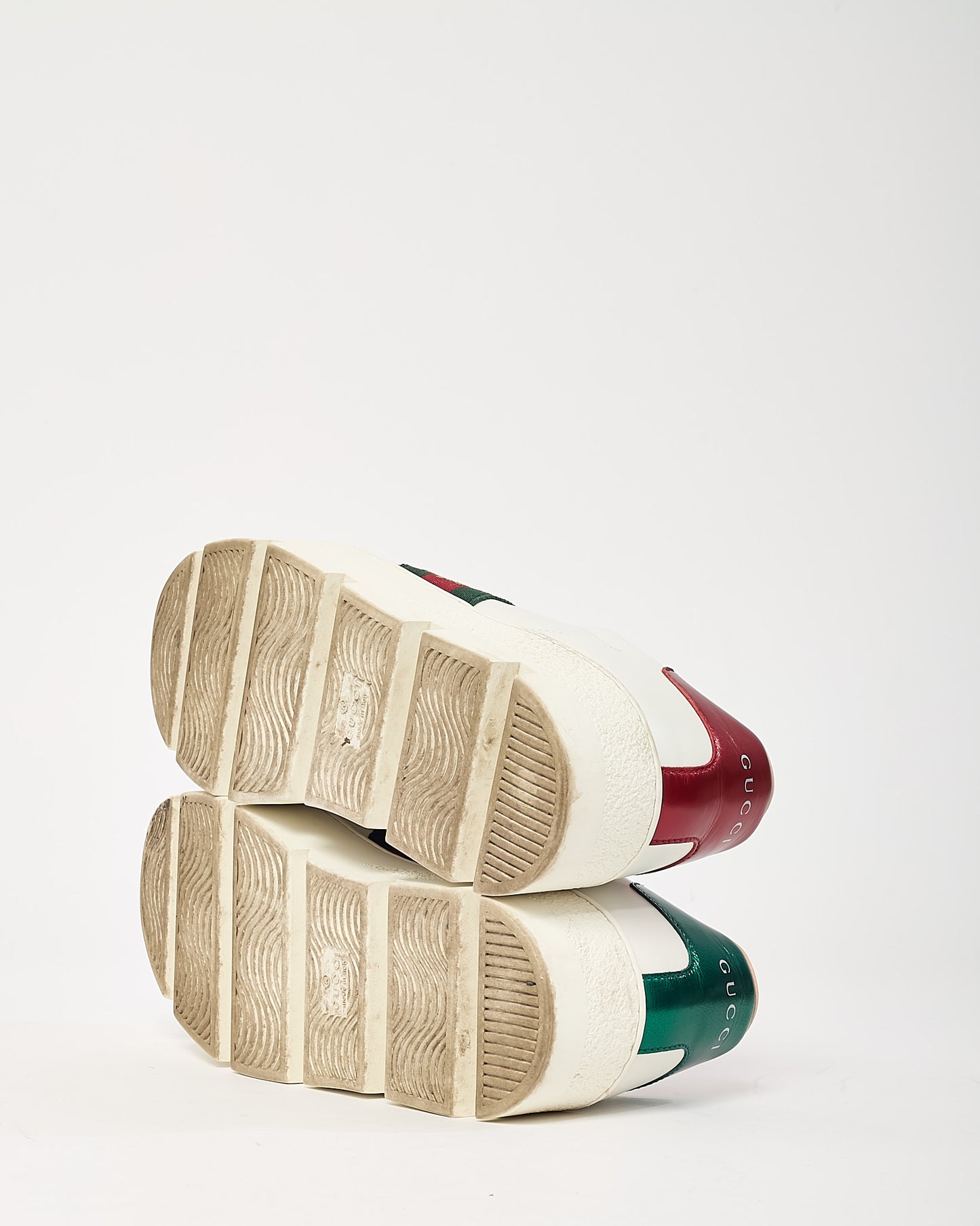 Gucci White Leather Embroidered Web Bee Platform Sneakers - 39