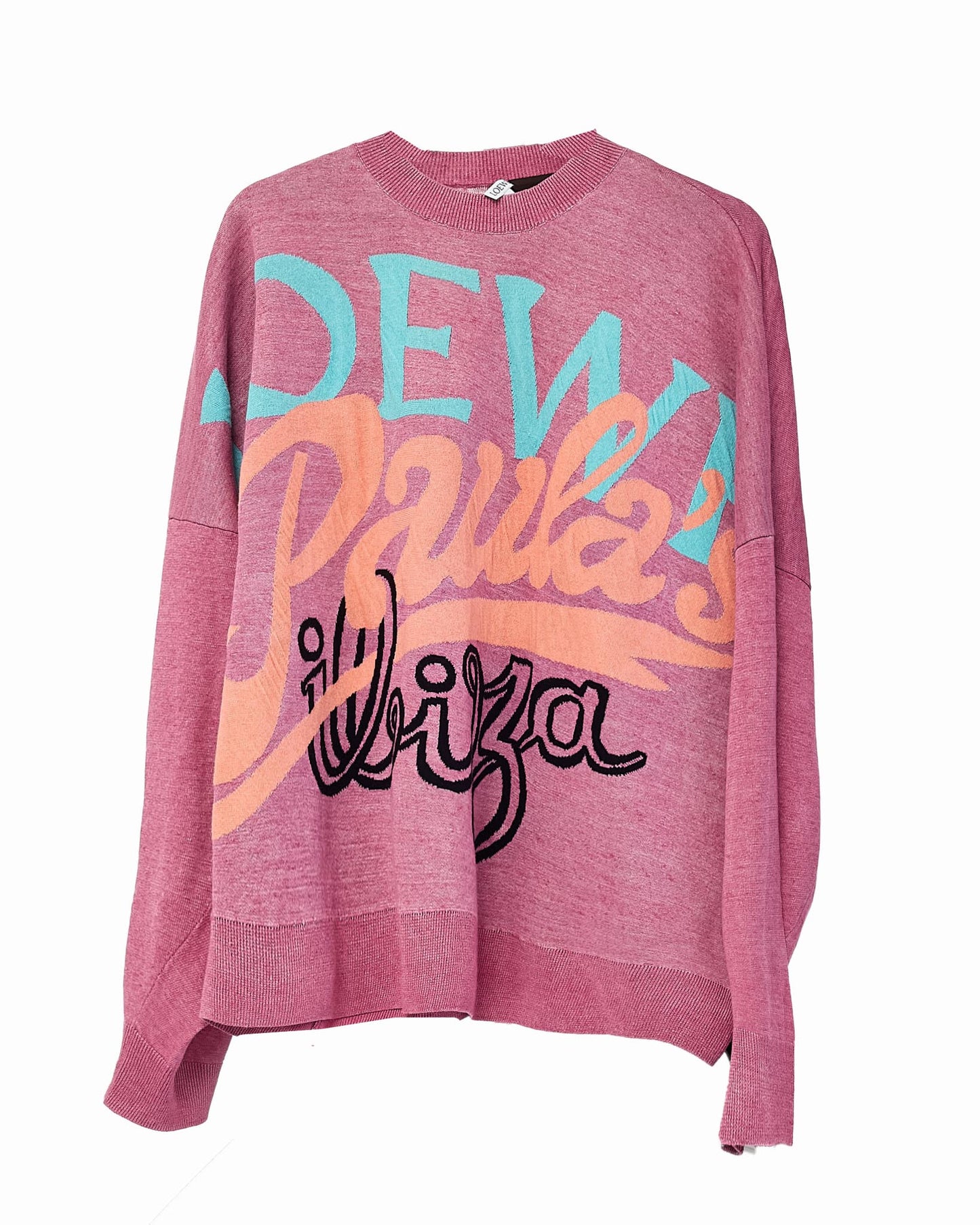 Loewe x Paula's Ibiza Pink Linen Graphic Print Sweater - L