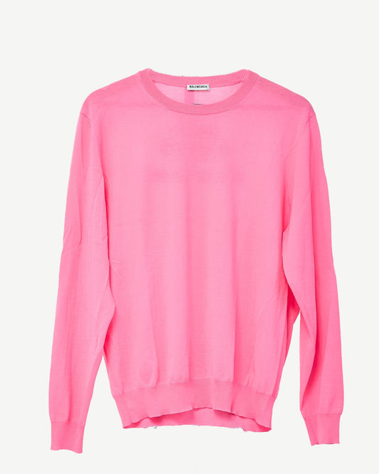 Balenciaga Pink Logo Long Sleeve Sweater - XL