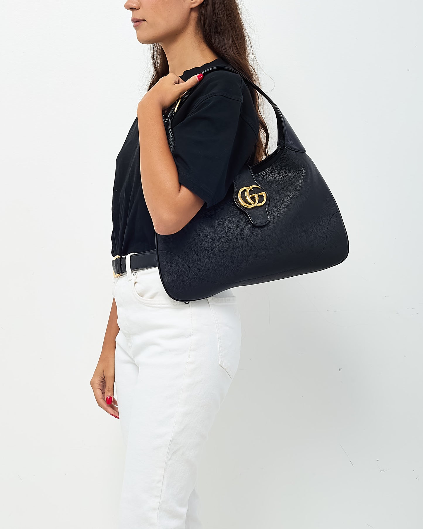 Gucci Black Goatskin Leather Medium Aphrodite Shoulder Bag