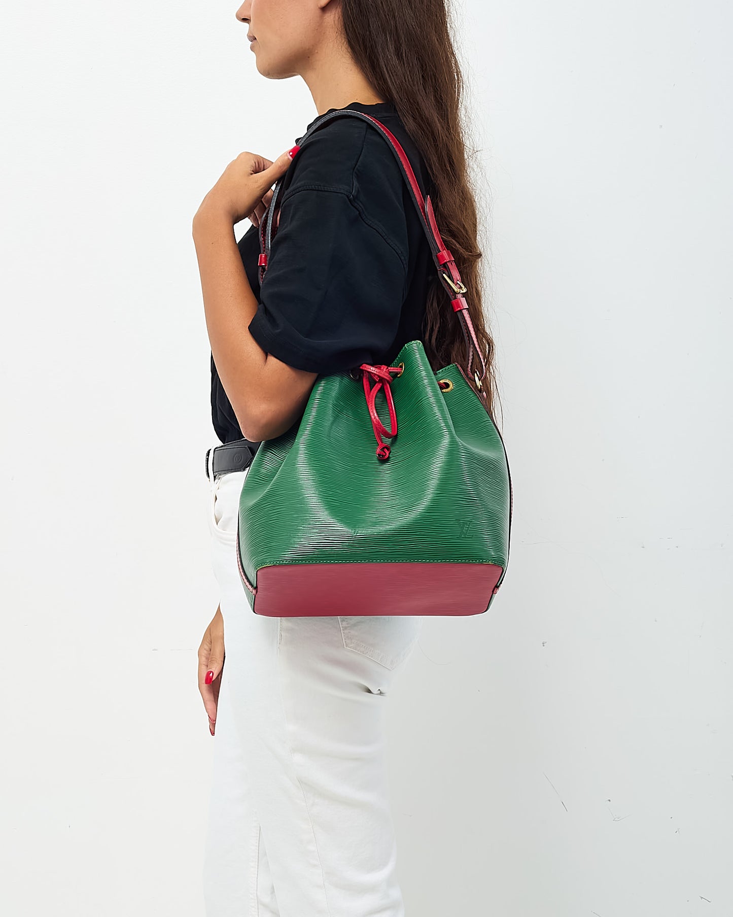 Louis Vuitton Green and Red Epi Leather Noe PM Handbag