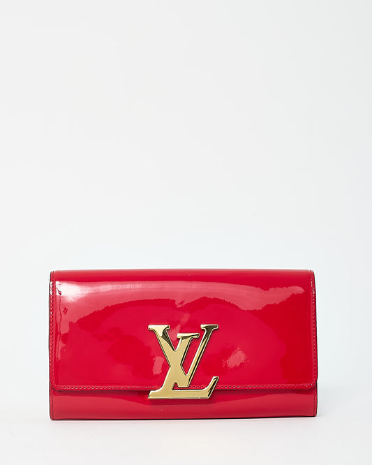 Louis Vuitton Red Patent Leather GHW LV Louise Clutch