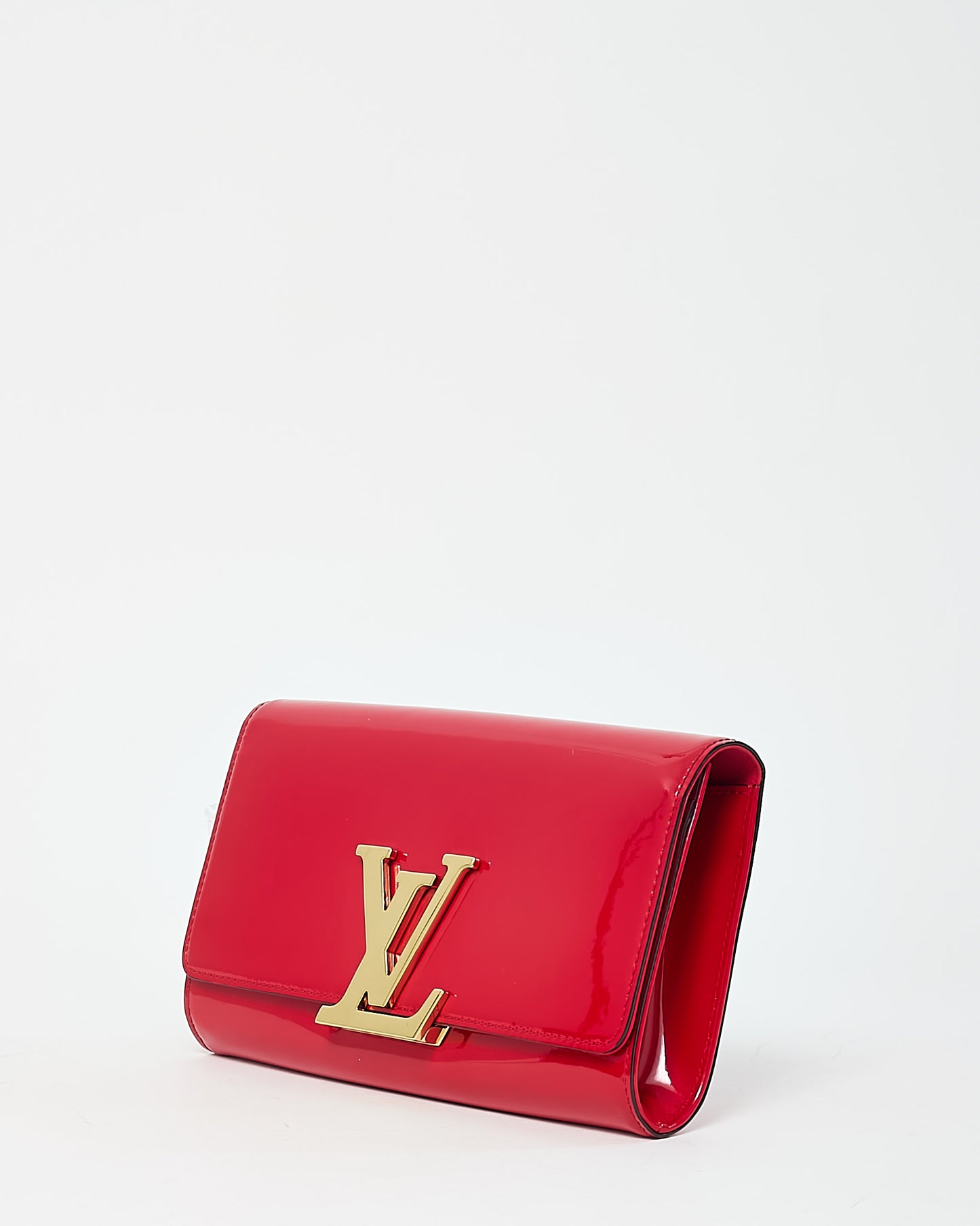 Louis Vuitton Red Patent Leather GHW LV Louise Clutch