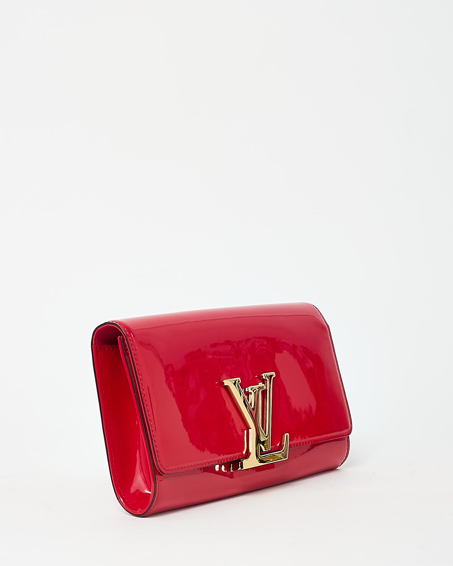 Louis Vuitton Red Patent Leather GHW LV Louise Clutch