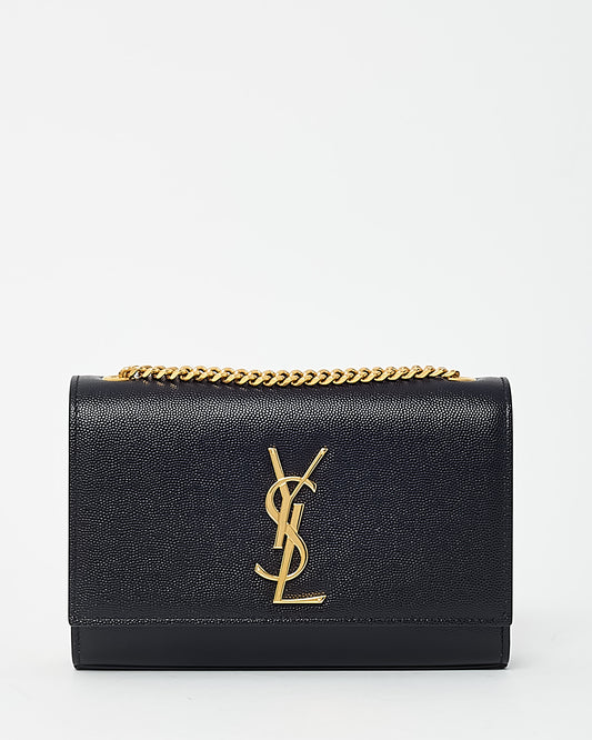 Saint Laurent Black Grain de Poudre Leather GHW YSL Logo Small Kate Crossbody Bag