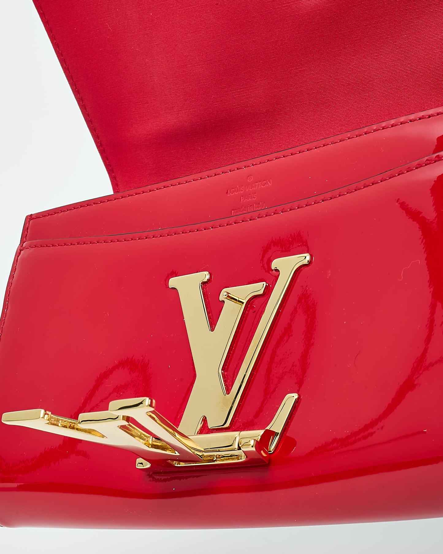 Louis Vuitton Red Patent Leather GHW LV Louise Clutch