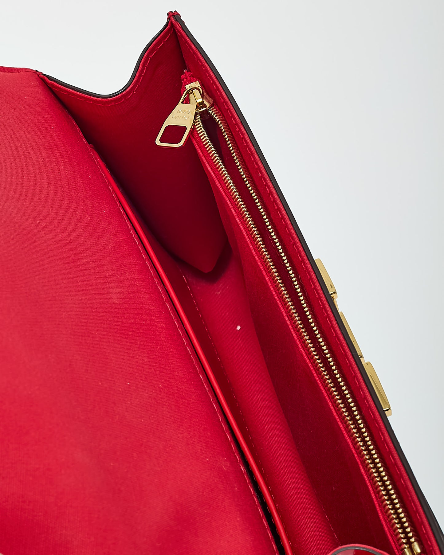Louis Vuitton Red Patent Leather GHW LV Louise Clutch