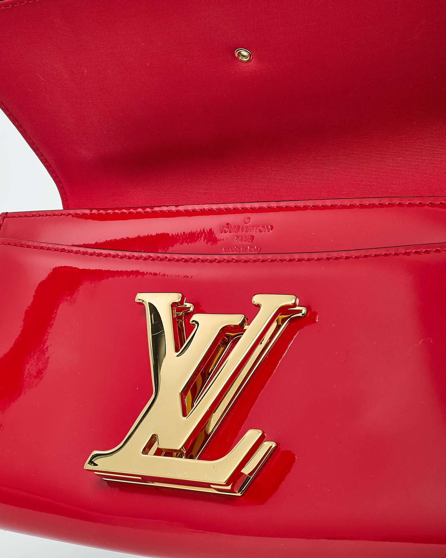 Louis Vuitton Red Patent Leather GHW LV Louise Clutch