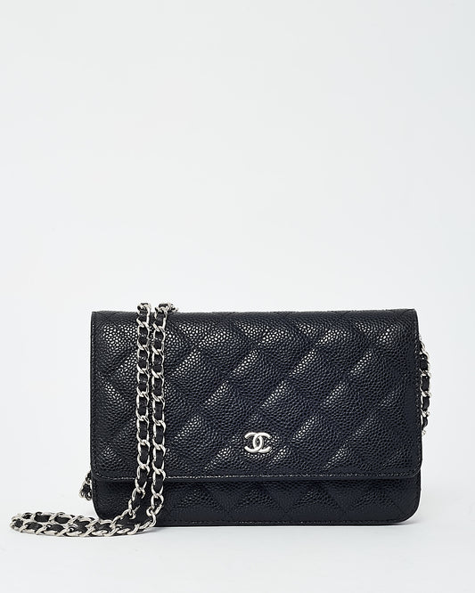 Chanel Black Caviar Leather WOC Wallet on Chain Crossbody Bag SHW