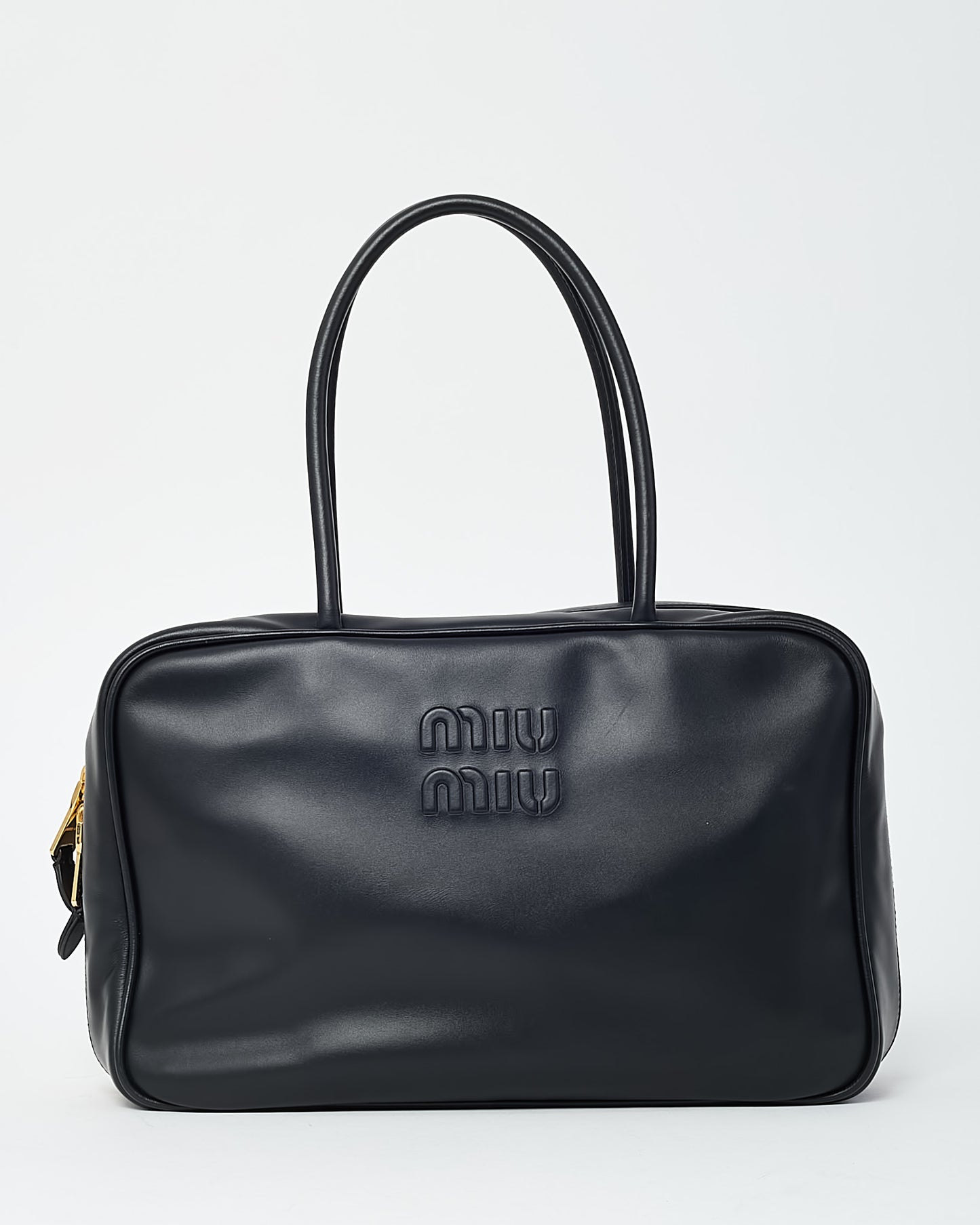 Miu Miu Black Leather Large Beau Shoulder Bag
