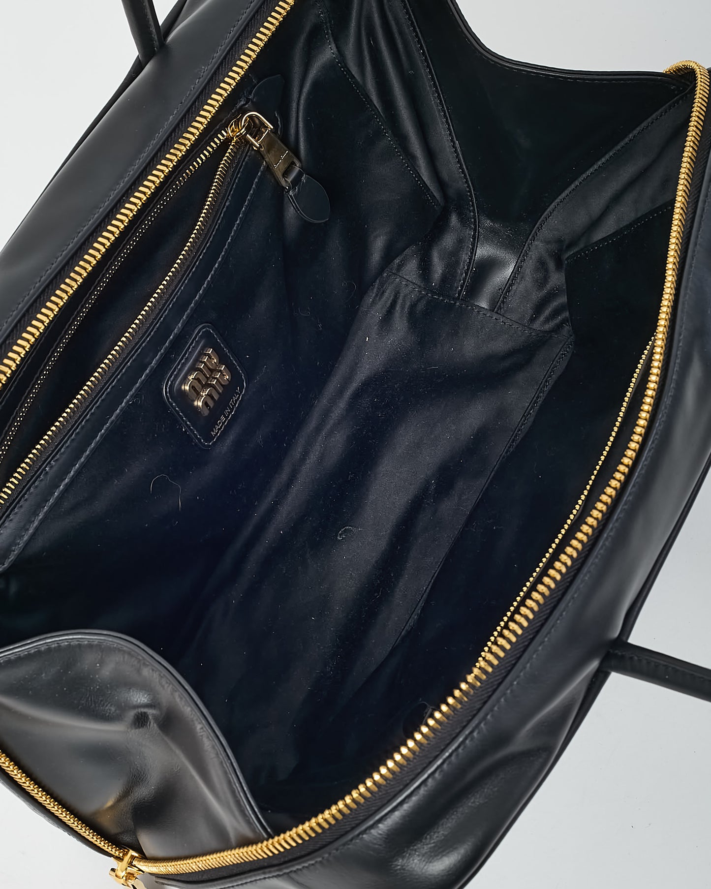 Miu Miu Black Leather Large Beau Shoulder Bag