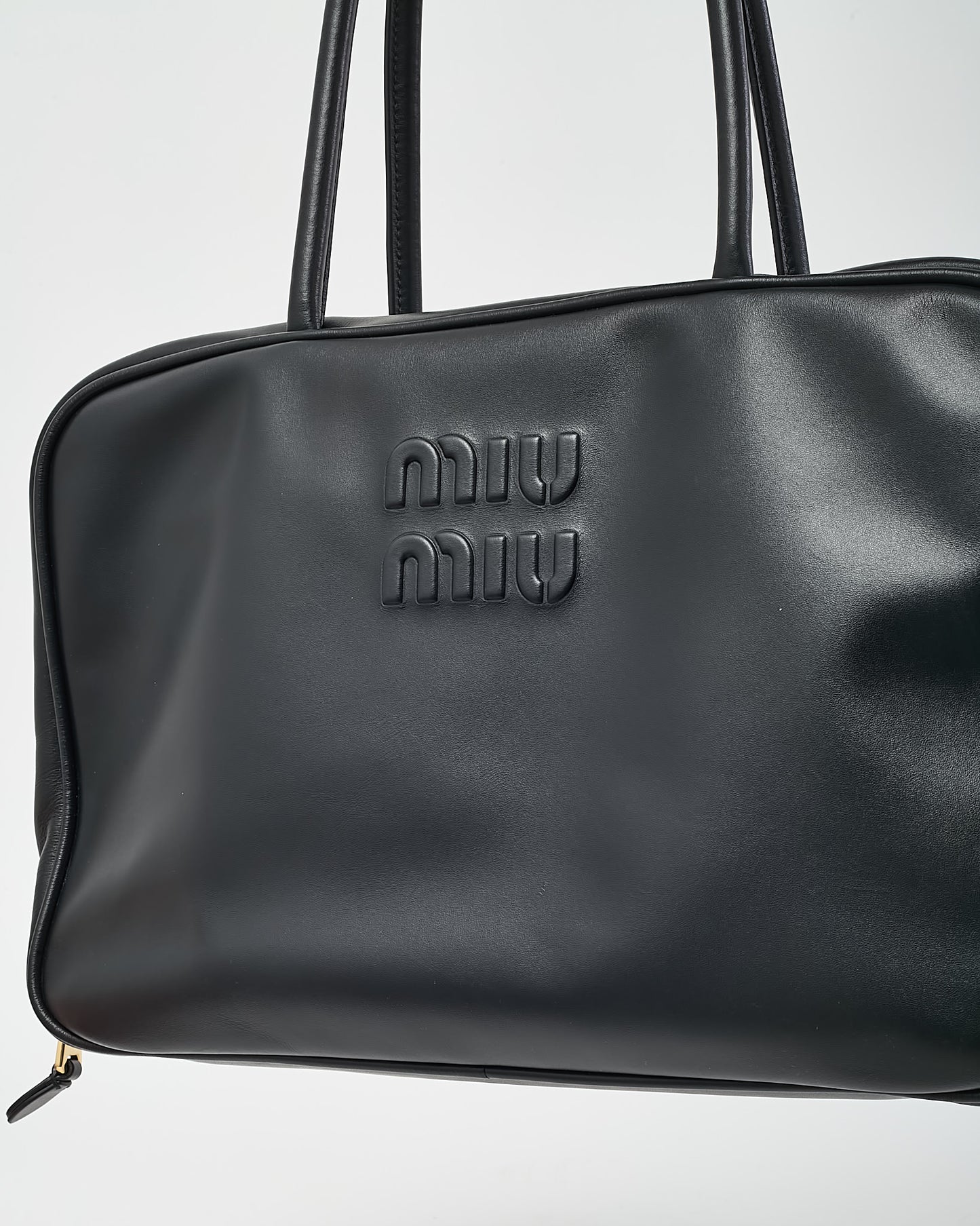 Miu Miu Black Leather Large Beau Shoulder Bag