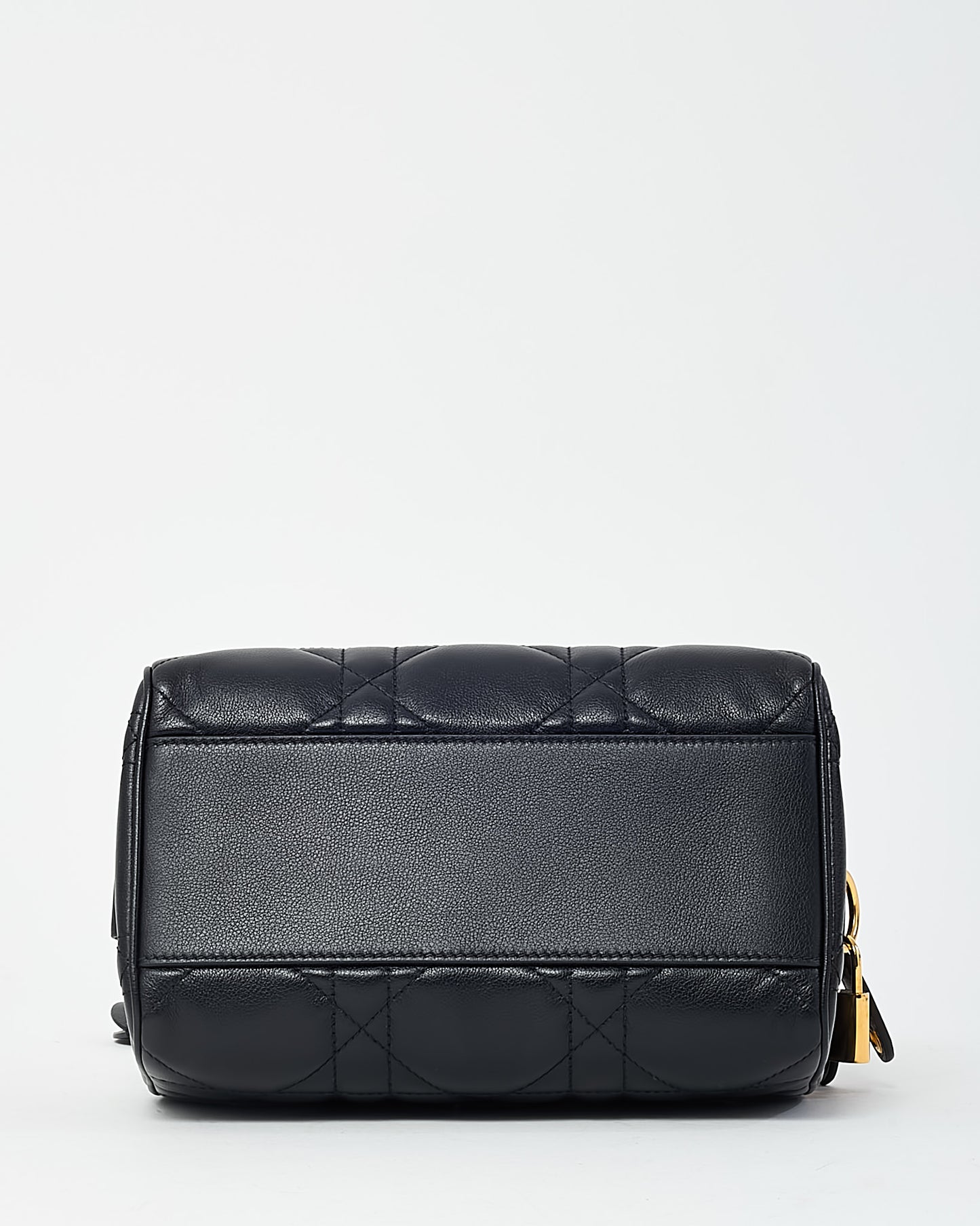 Dior Black Macrocannage Leather Soft Groove 20 Bowler Bag with Strap